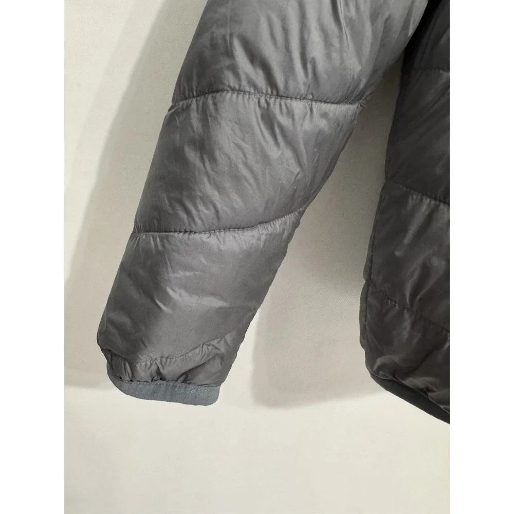 Abercrombie Kids Size 15/16 Girls Puffer Jacket Hooded Faux Fur Reversible Gray